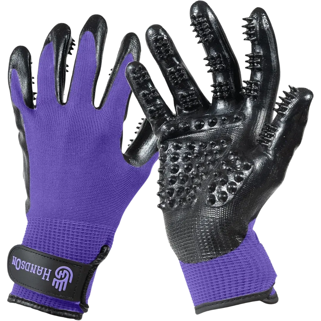 Extra Large Purple Monochromatic Deshedding Gloves by HandsOn Gloves