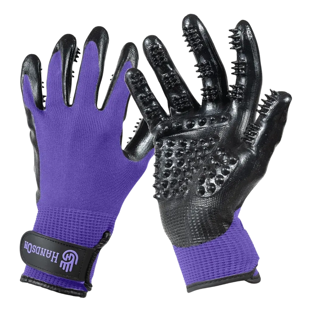 Large Purple Monochromatic Deshedding Gloves by HandsOn Gloves