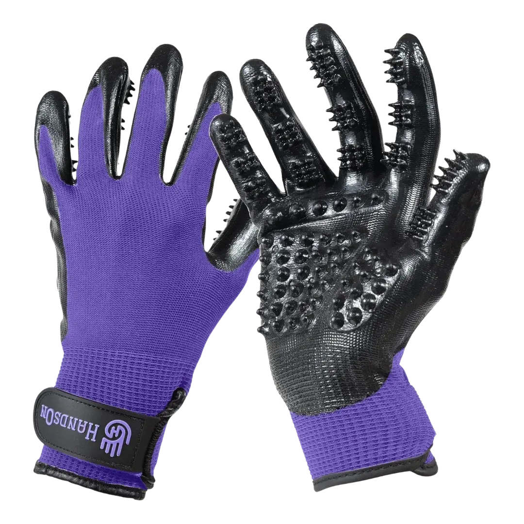 Large Purple Monochromatic Deshedding Gloves by HandsOn Gloves