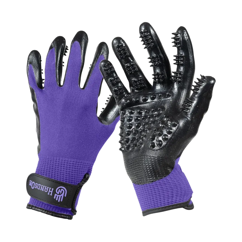 Large Purple Monochromatic Deshedding Gloves by HandsOn Gloves