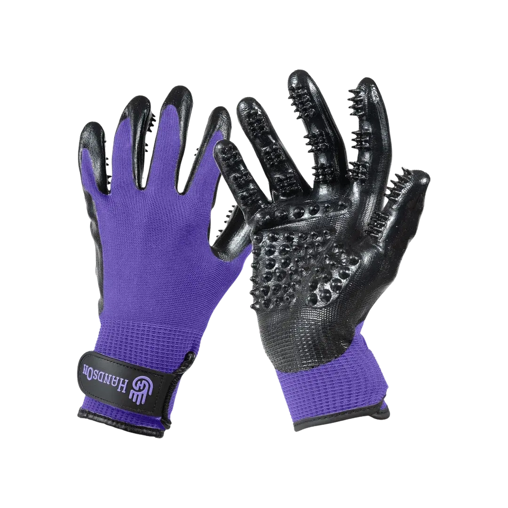 Small Purple Monochromatic Deshedding Gloves by HandsOn Gloves