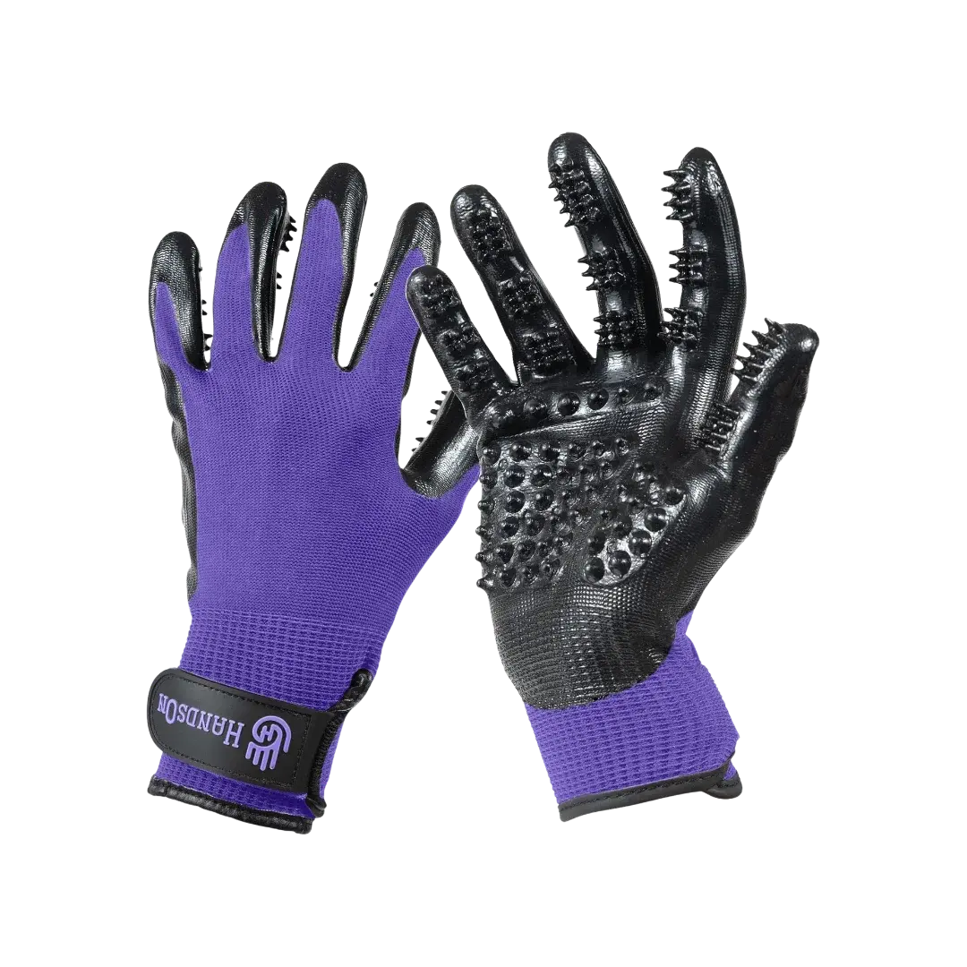 Small Purple Monochromatic Deshedding Gloves by HandsOn Gloves