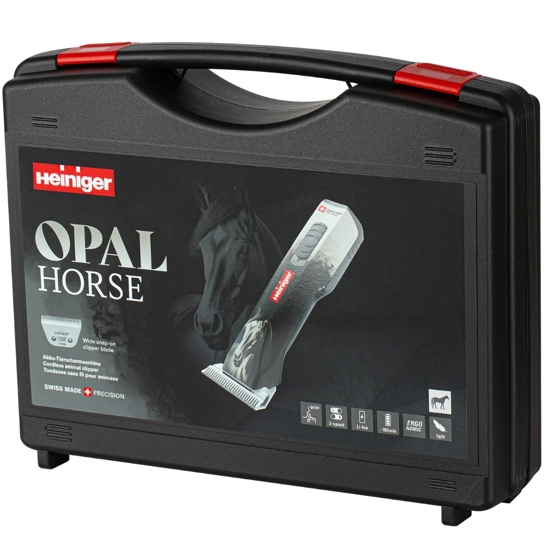 Opal Horse Design Cordless Clipper with Two Batteries with Free Clipper Grip by Heiniger
