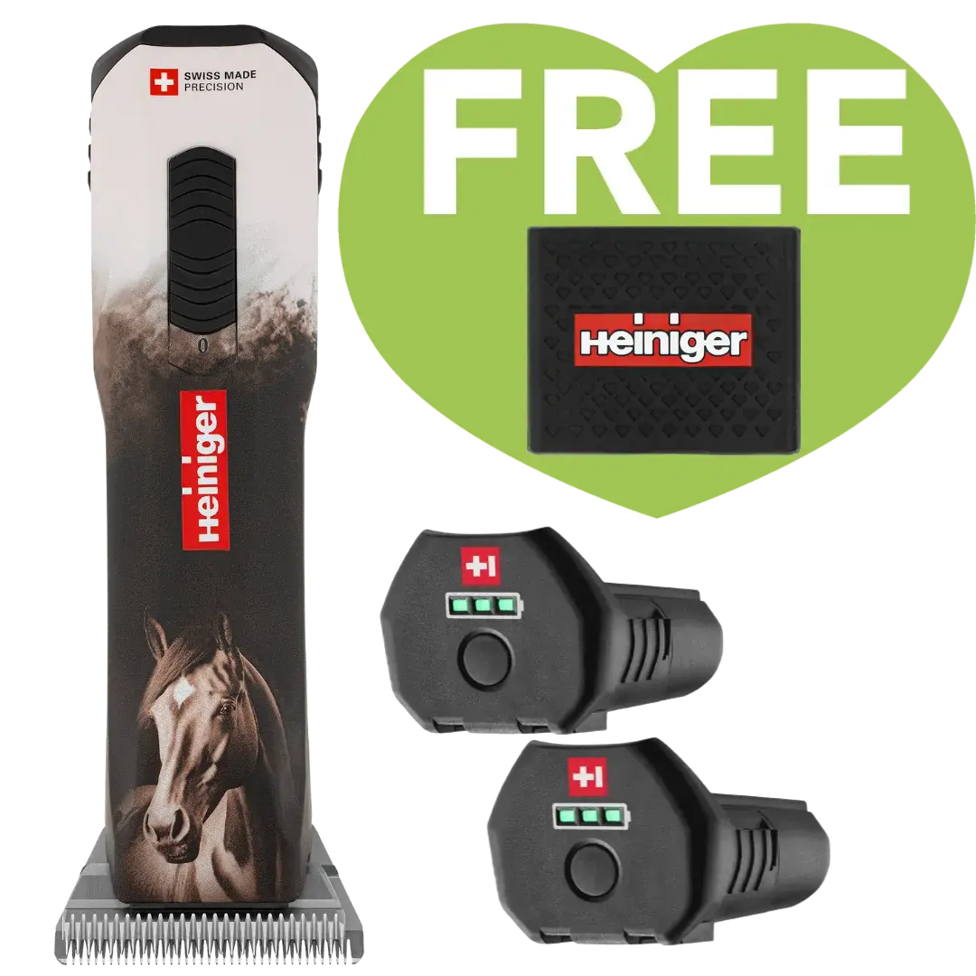 Opal Horse Design Cordless Clipper with Two Batteries with Free Clipper Grip by Heiniger