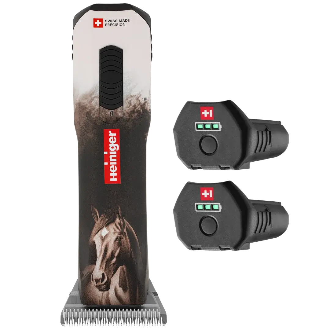 Opal Horse Design Cordless Clipper with Two Batteries with Free Clipper Grip by Heiniger
