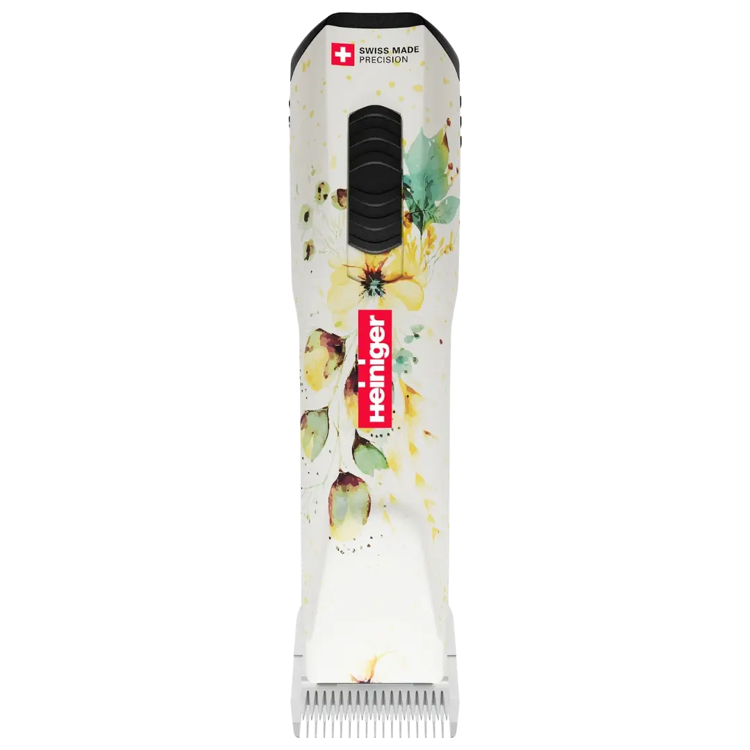  heiniger-opal-white-floral-cordless-clipper-for-dog-grooming