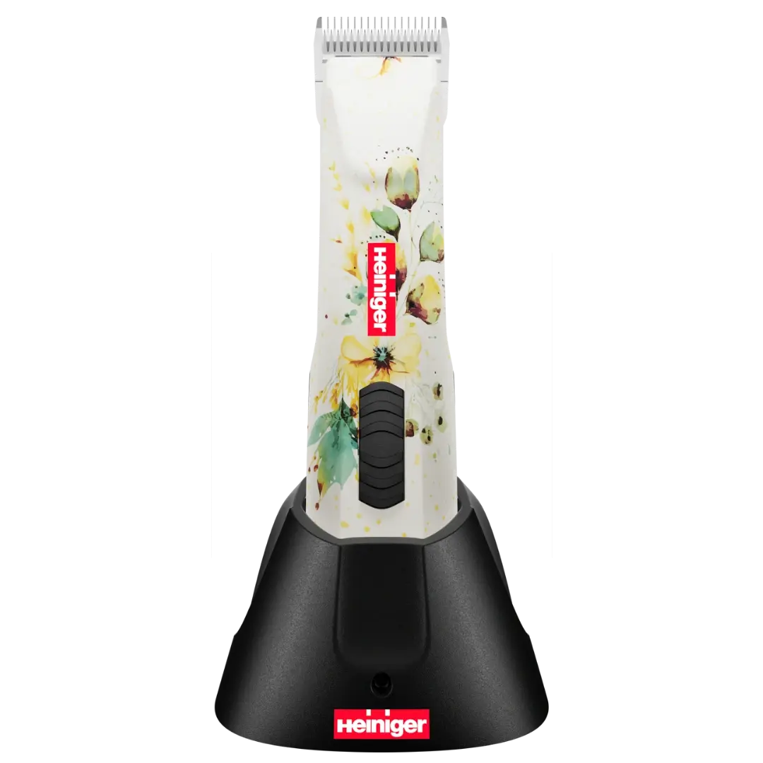  heiniger-opal-white-floral-cordless-clipper-for-dog-grooming
