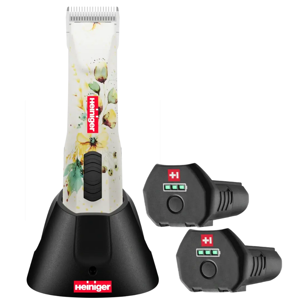 heiniger-opal-white-floral-cordless-clipper-with-2-batteries-for-dog-grooming