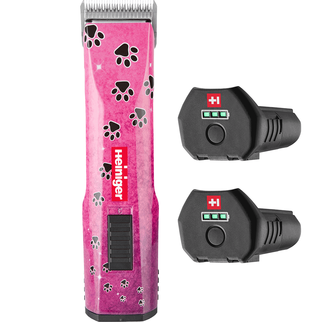 heiniger pink paws saphir cordless clipper with two batteries