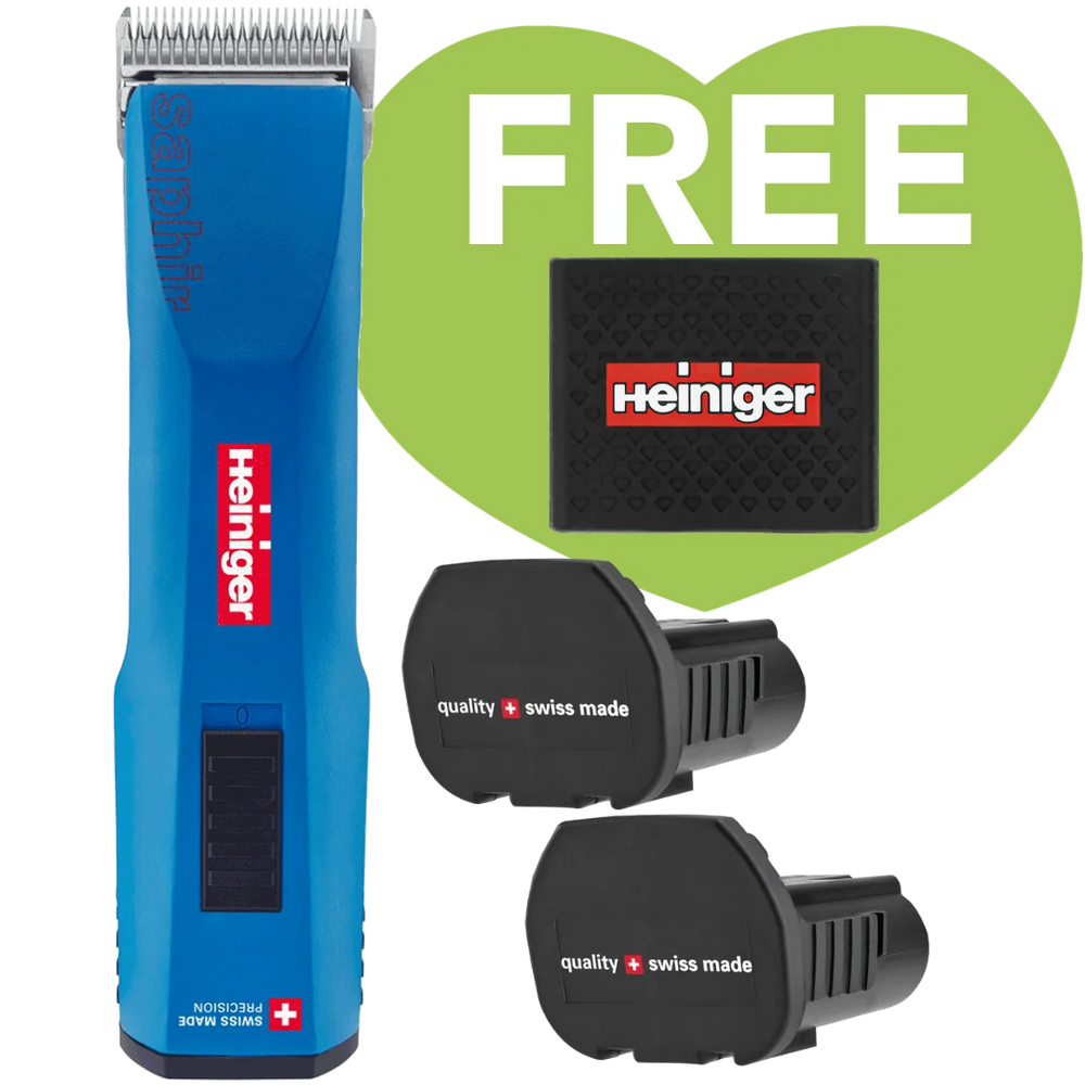 Blue Saphir Cordless Clipper Two Batteries with Free Clipper Grip by Heiniger
