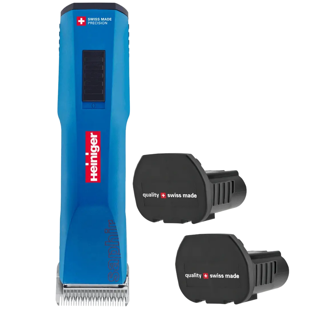 Blue Saphir Cordless Clipper with Two Batteries by Heiniger