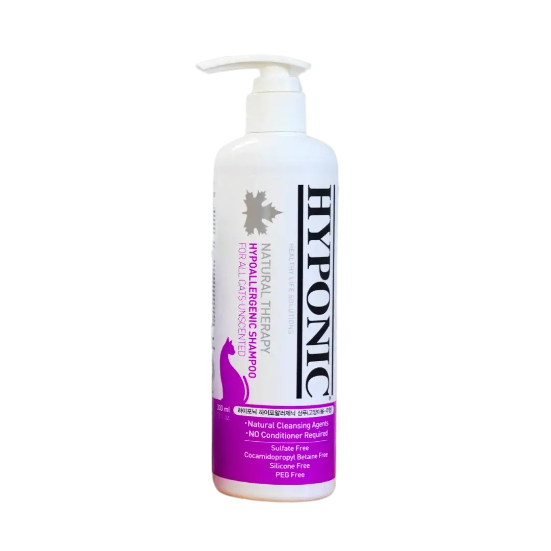 Hypoallergenic Shampoo for all cats unscented 300ml by Hyponic