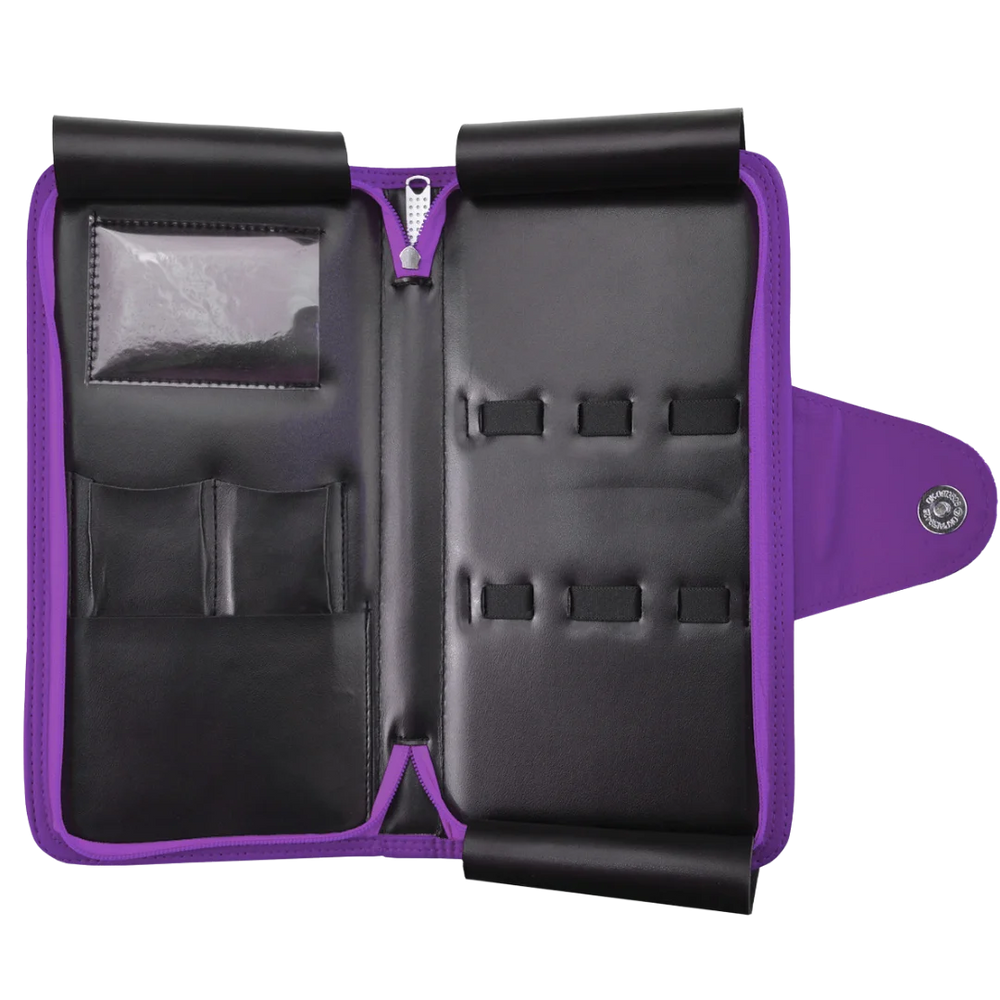 Faux Leather 5-Shear Zipper Case Purple by Kenchii