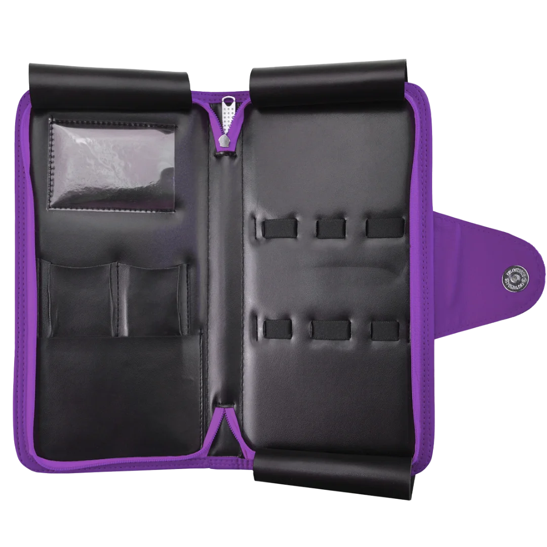 Faux Leather 5-Shear Zipper Case Purple by Kenchii