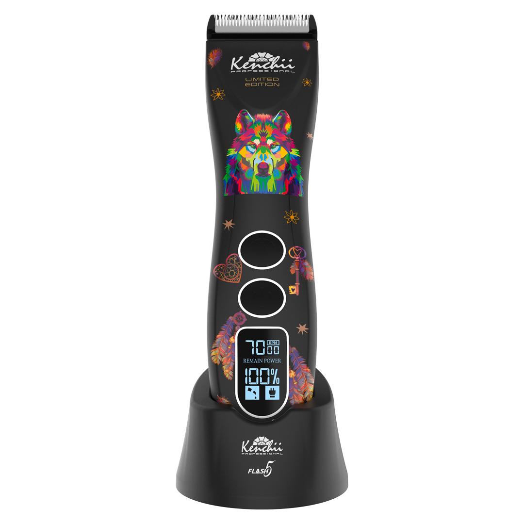 Pre-Order Flash5 Wolf Matte Black 5-in-1 Cordless Clipper by Kenchii