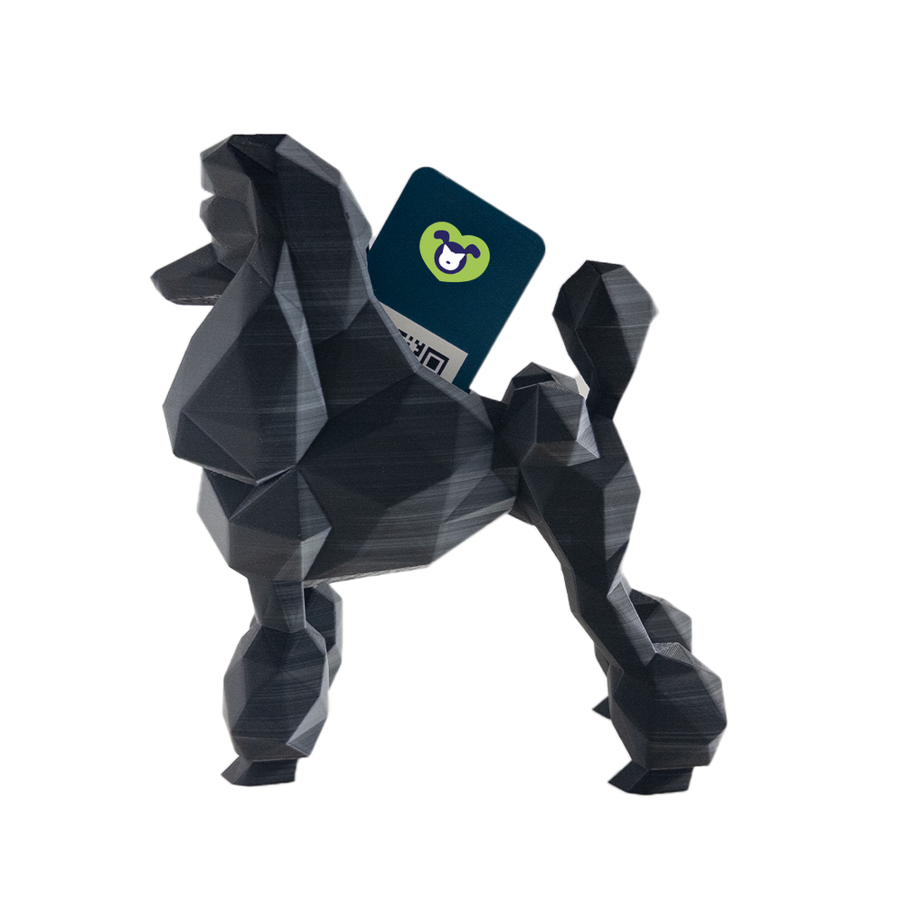 Poodle Business Card Holder Matte Black & White by Kumpe3D