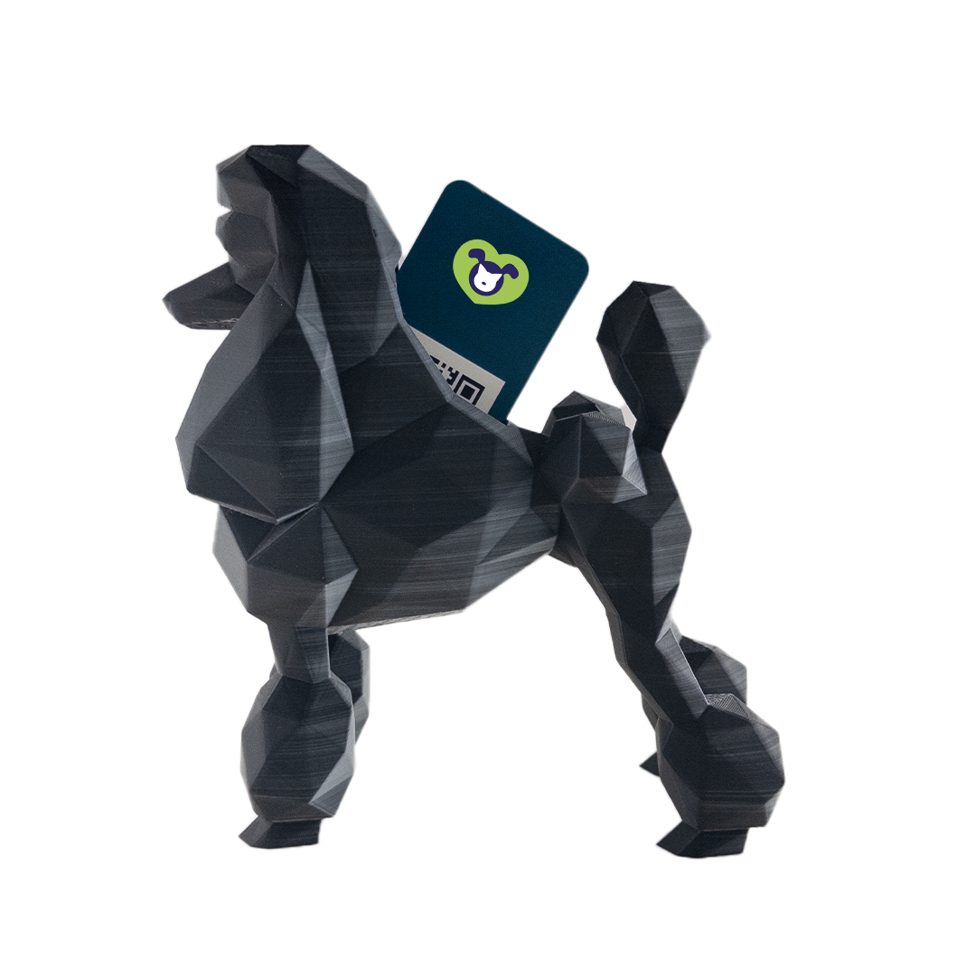 Poodle Business Card Holder Matte Black & White by Kumpe3D