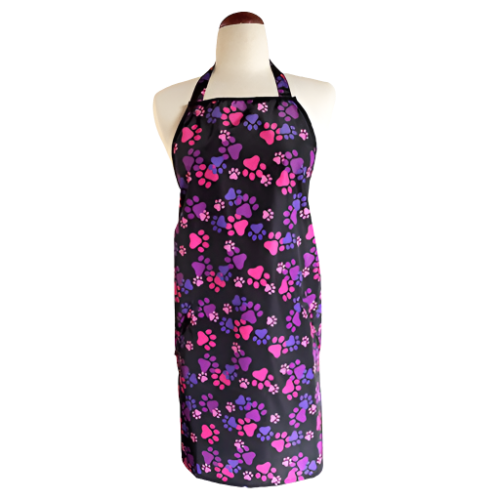 Pink And Purple Paw Print Waterproof Apron by Ladybird Line
