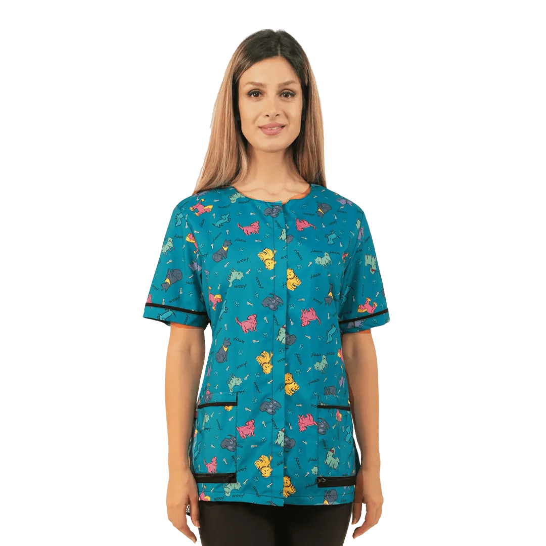 Covered Zipper Waterproof Dog Bathing Jaceket Teal by Ladybird Line