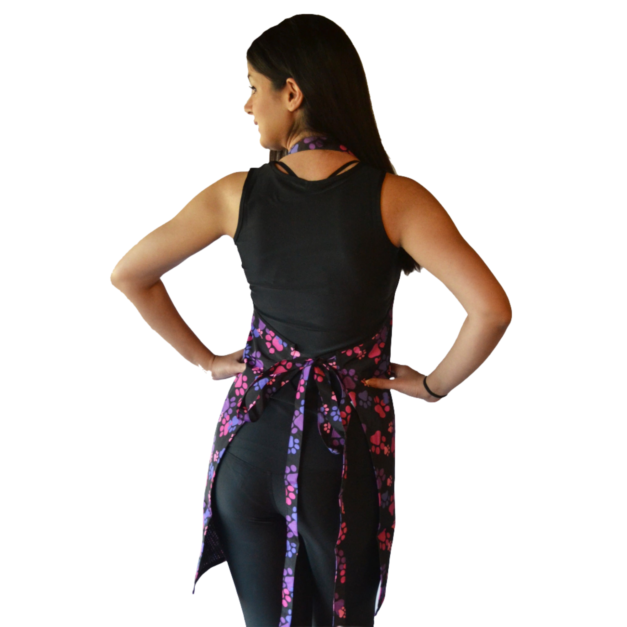 Pink And Purple Paw Print Waterproof Apron by Ladybird Line