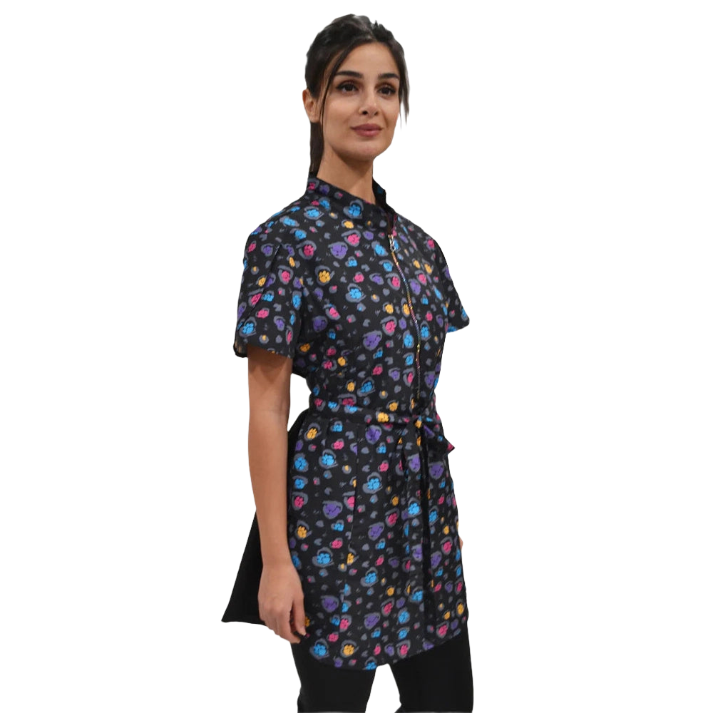 Stylish Scrub Tunic Rainbow Half ZIpper Front by Ladybird Line