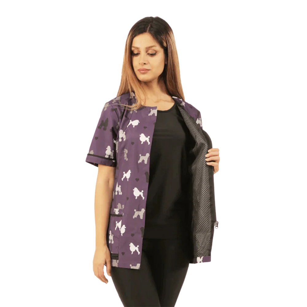 Waterproof Poodle Print Dog Bathing Jacket by Ladybird Line