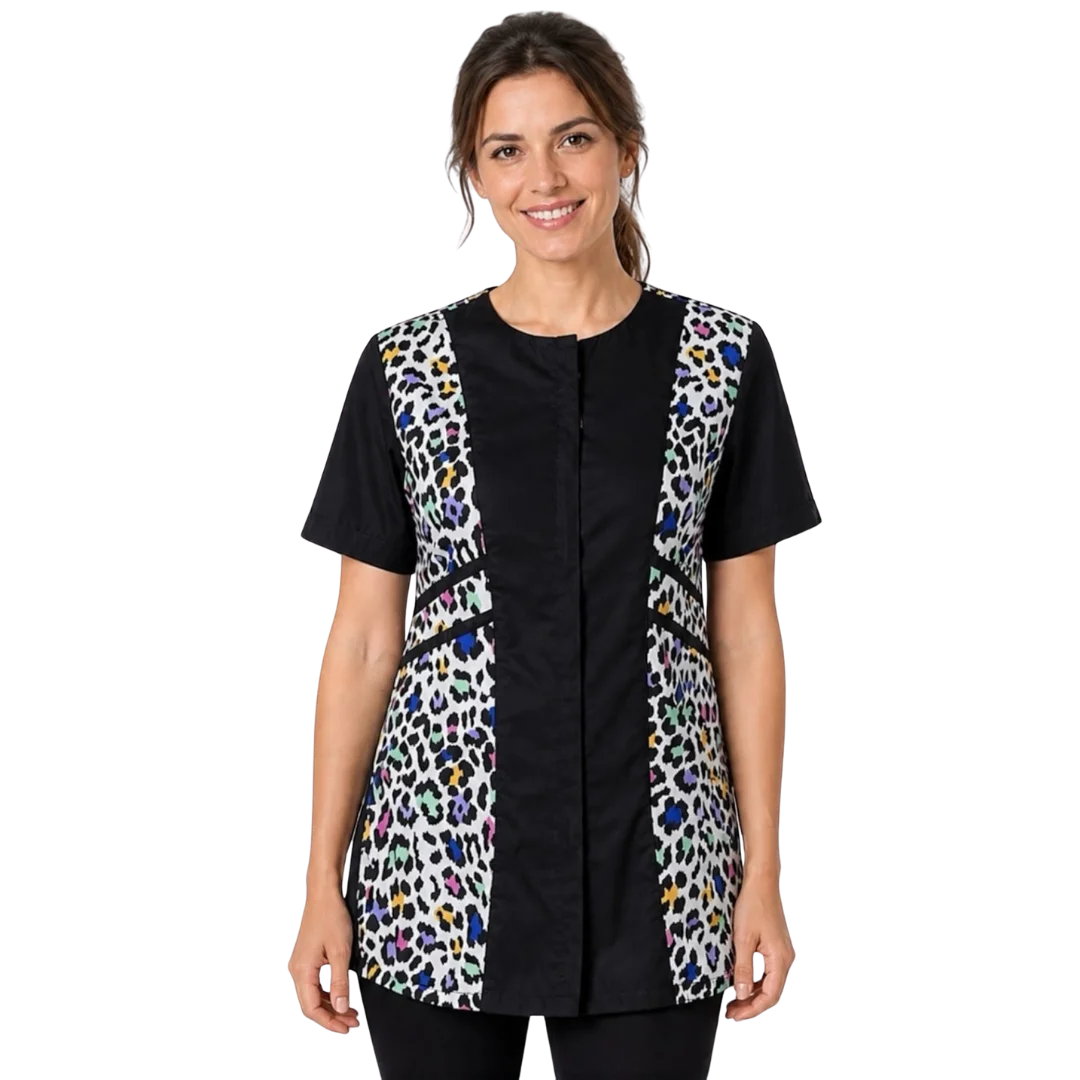 ladybird-line-multi-color-leopard-color-block-waterproof-smock