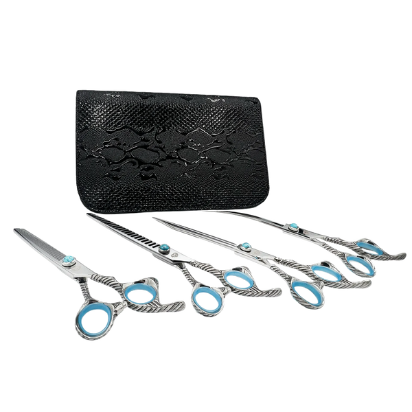 Turquoise Luxe 4-Piece Shear Set by PetStore.Direct