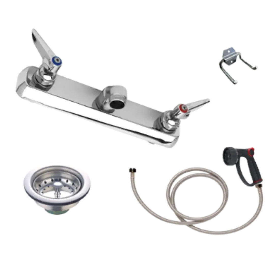 Tub Plumbing Complete Set-up 8″ Center with Hose, Sprayer & 