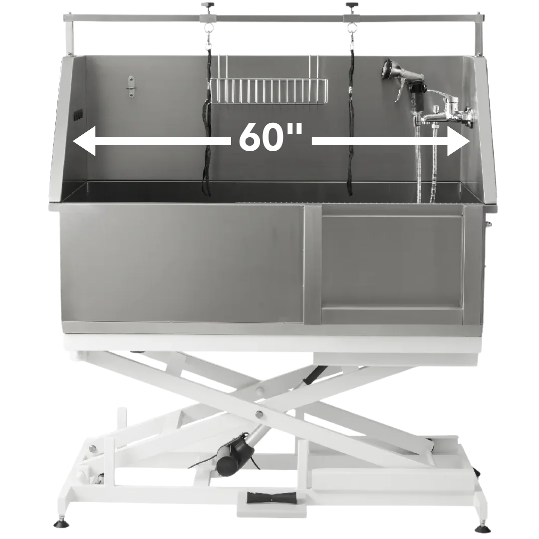 Extra Wide Electric Lift Stainless Bathing Tub by PetStore.Direct