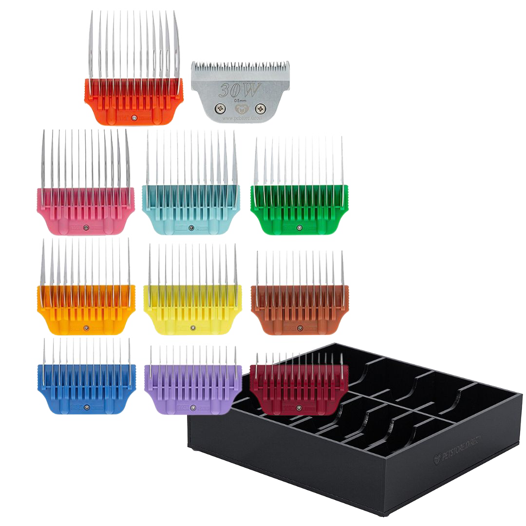 Wide Colored Combs Set of 10 and 30W Blade with Black Holder