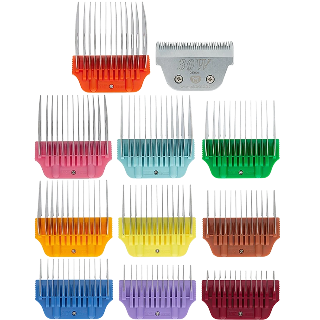 Wide Combs Colored Set of 10 with 30W Blade by PetStore.Direct