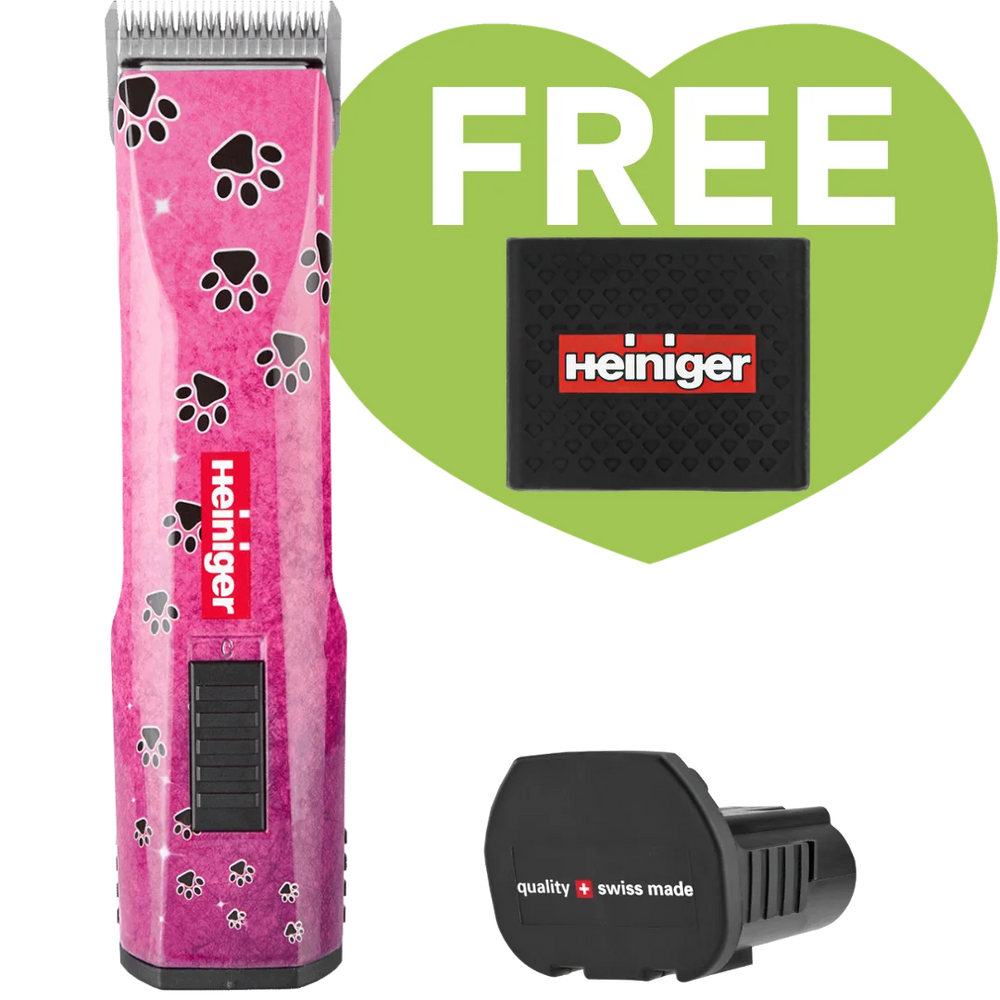 Pink Paws Saphir Cordless Clipper One Battery with Free Clipper Grip by Heiniger