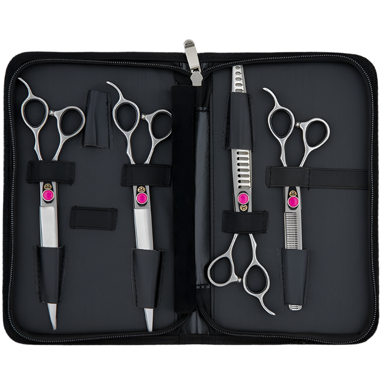 Pink 4 Grooming Shear Set in a Case by PetStore.Direct