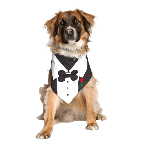 Tuxedo With Rose Wedding Dog Bandana by Dog Fashion Living Tuxedo With Rose Wedding Dog Bandana by Dog Fashion Living