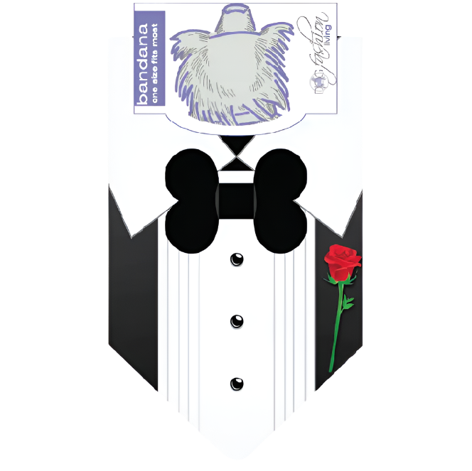 Tuxedo With Rose Wedding Dog Bandana by Dog Fashion Living