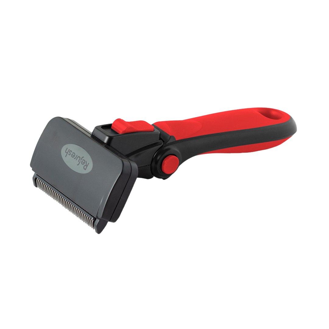 Medium Deshedding Tool Red For Short Coat Dogs and Cats by Refuresh