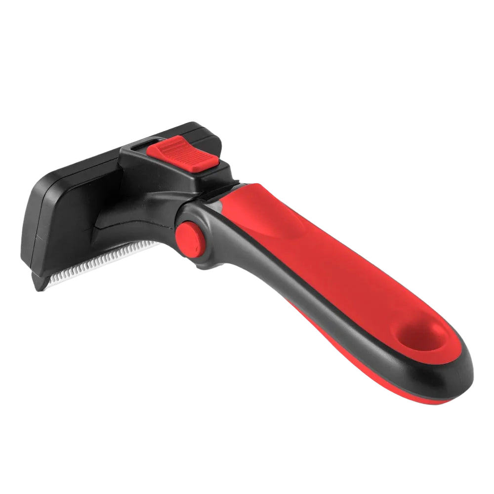 Medium Deshedding Tool Red For Short Coat Dogs and Cats by Refuresh