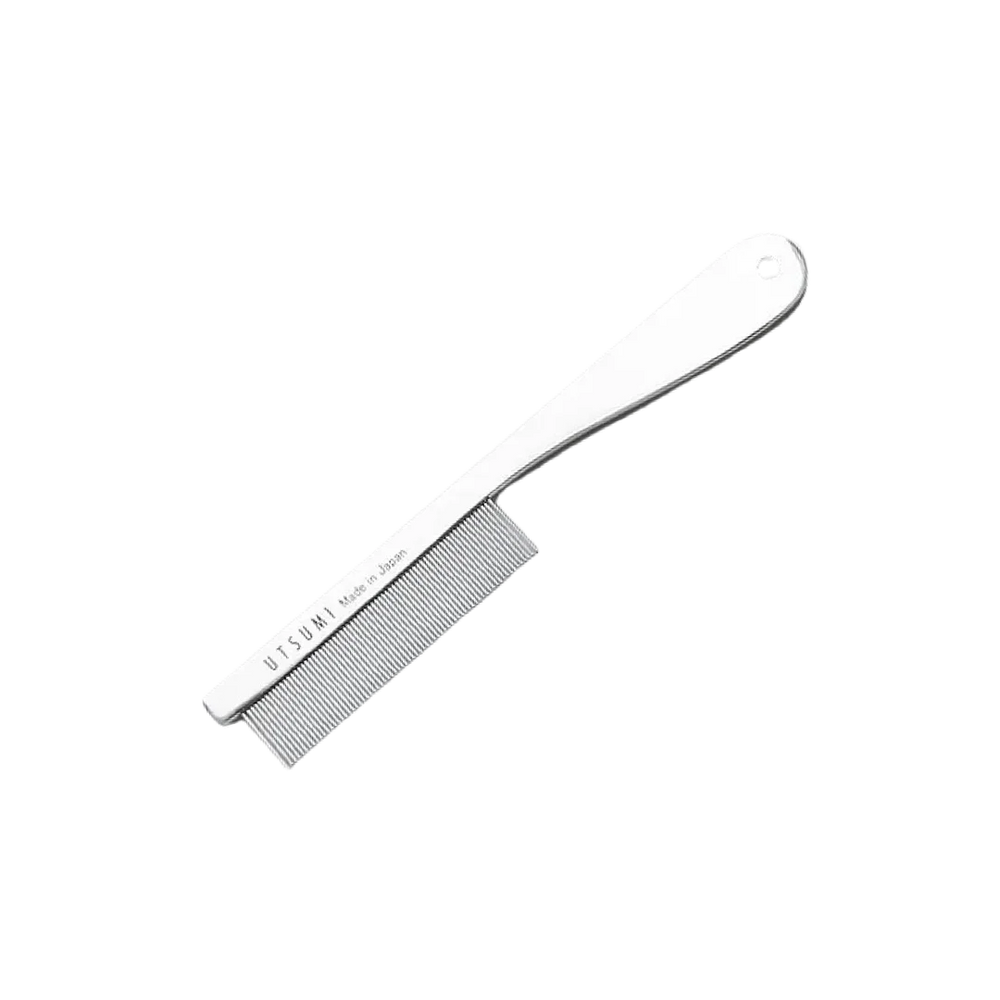 6.4" Face Comb with Handle Silver by Utsumi