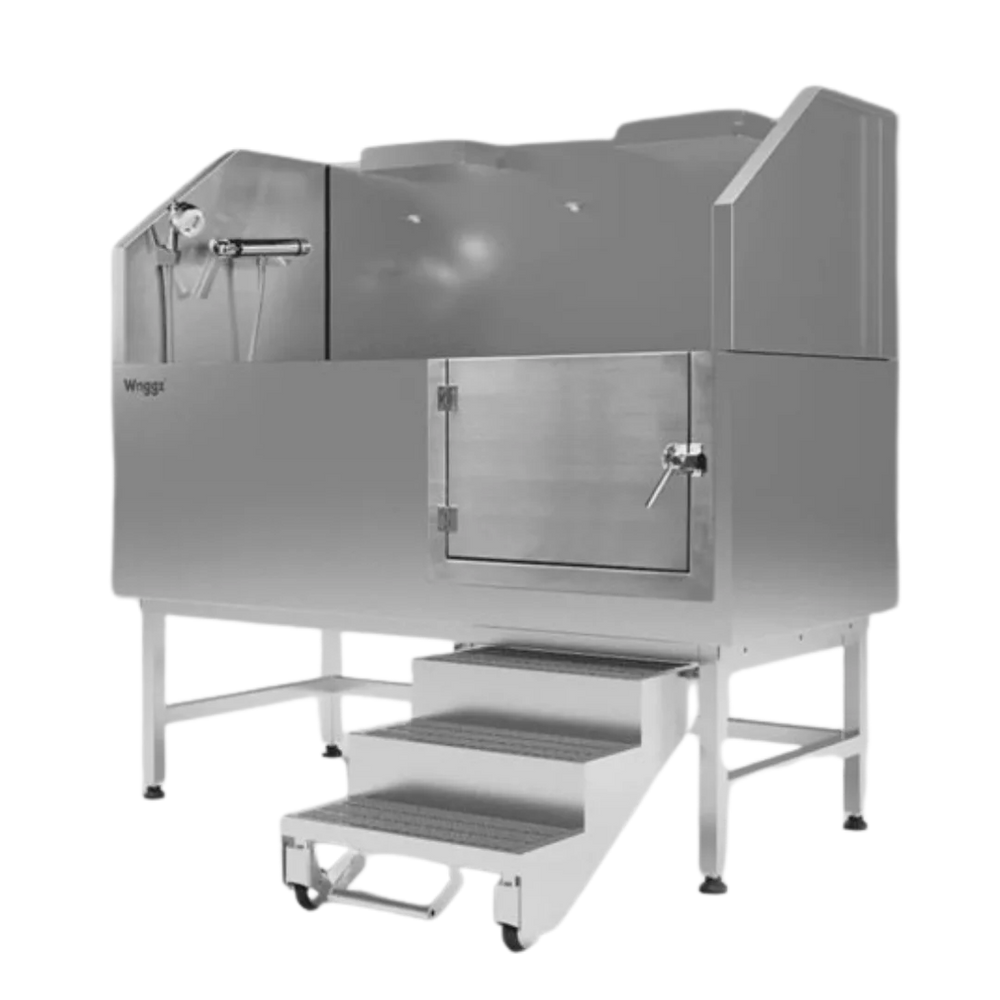 60" Dog Grooming Stational Tub with Lift-up Door Silver by Waggz