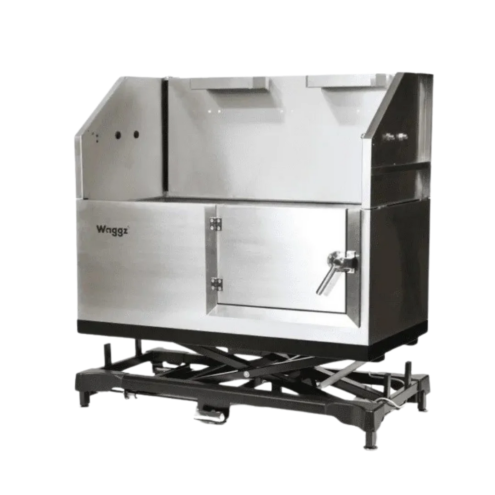 50" Dog Grooming Electric Tub with Lift-up Door Black by Waggz