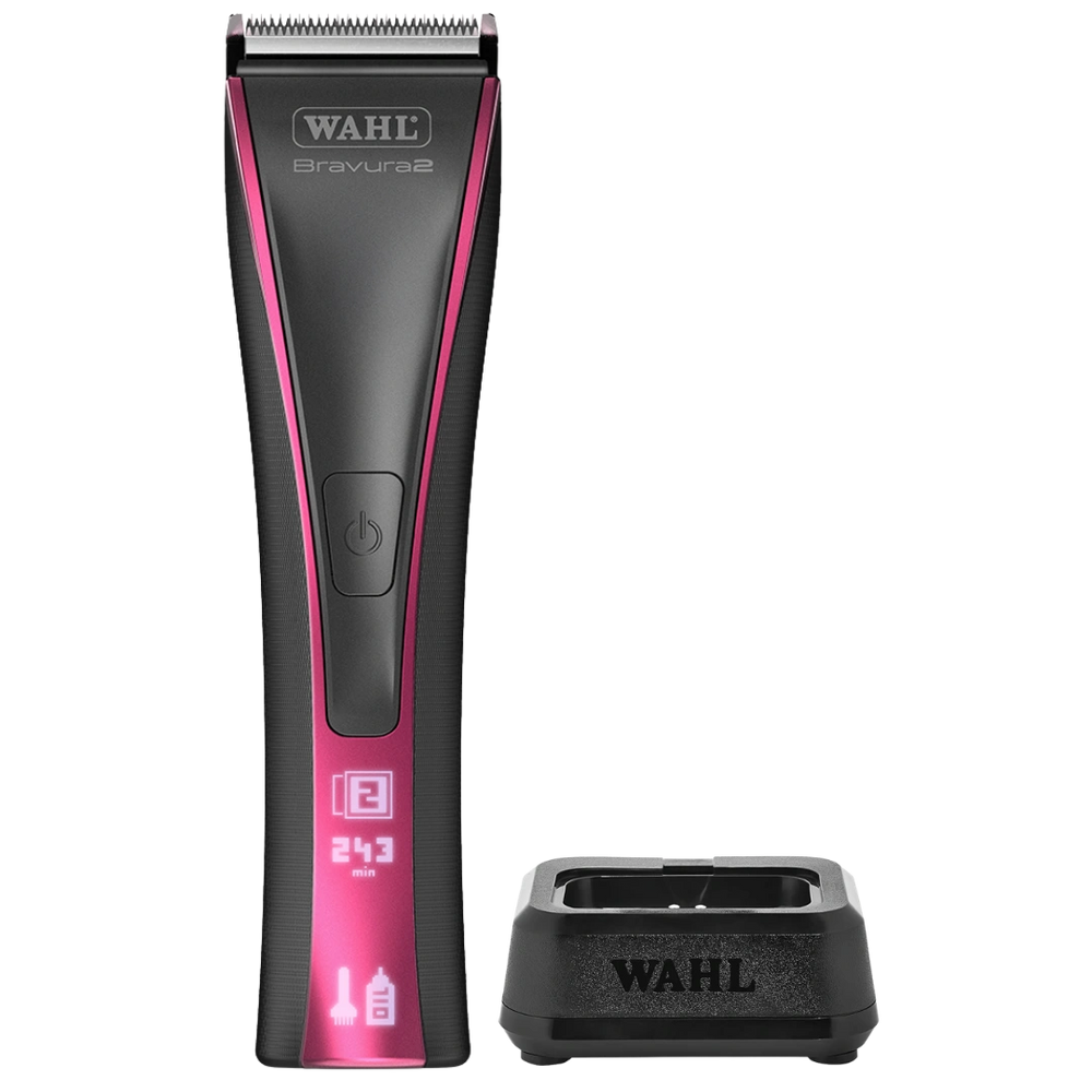 wahl-bravura2-cordless-clipper-brilliant-rose-with-charging-stand