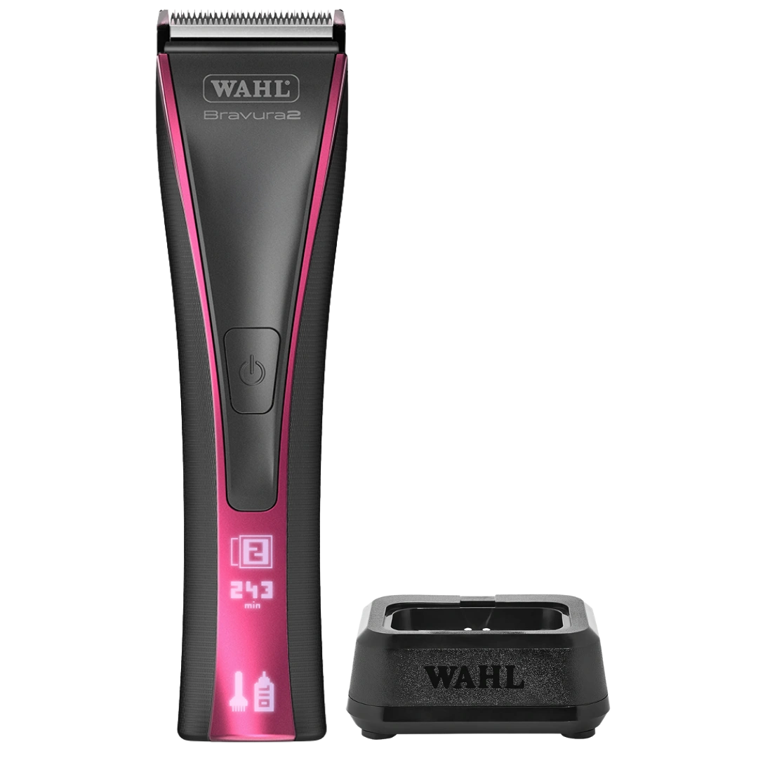 wahl-bravura2-cordless-clipper-brilliant-rose-with-charging-stand
