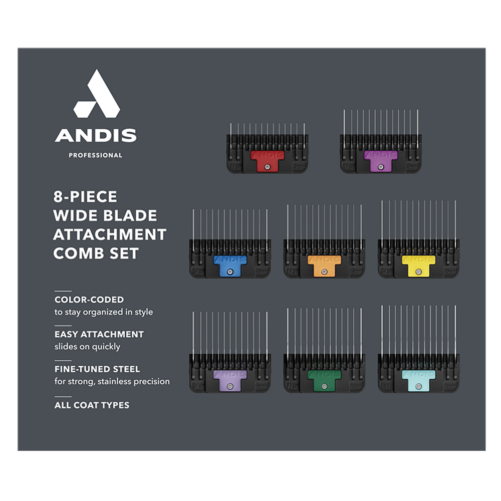 8Pc Wide Blade Comb Attachment Set by Andis