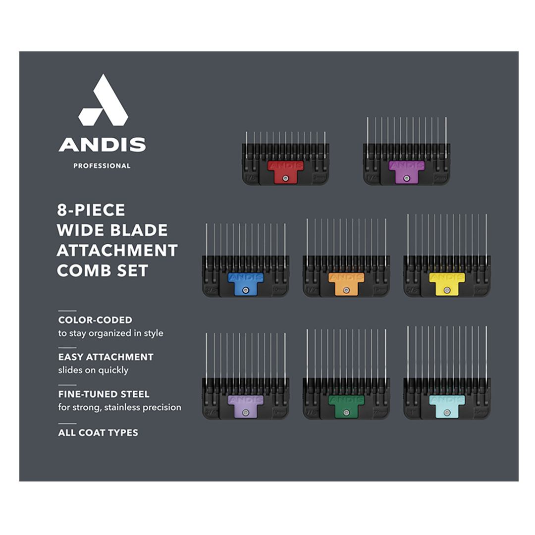 8Pc Wide Blade Comb Attachment Set by Andis