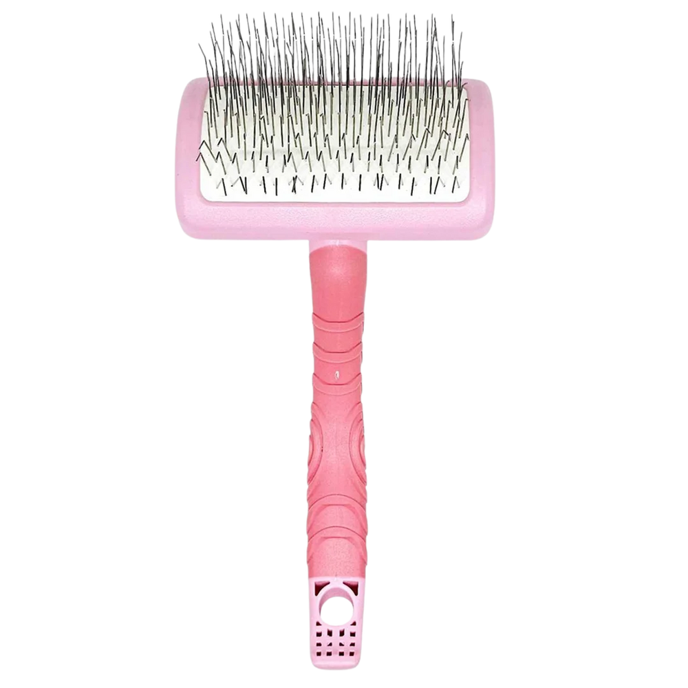 Plastic Handle Medium Slicker Brush Pink by Zolitta