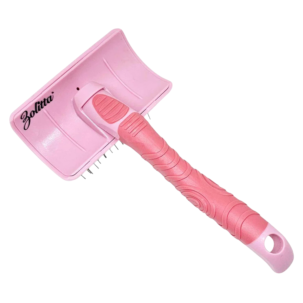 Plastic Handle Medium Slicker Brush Pink by Zolitta