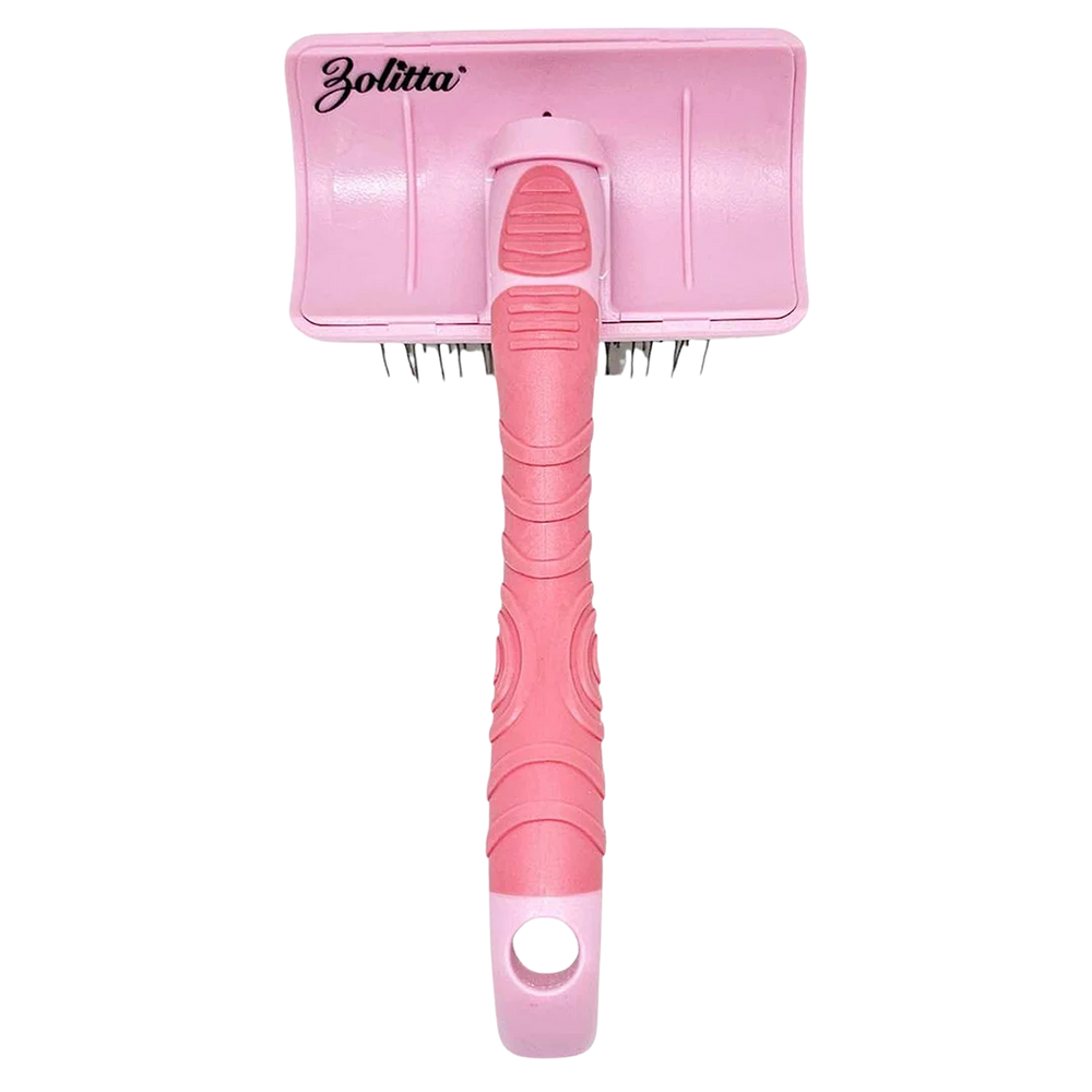 Plastic Handle Medium Slicker Brush Pink by Zolitta