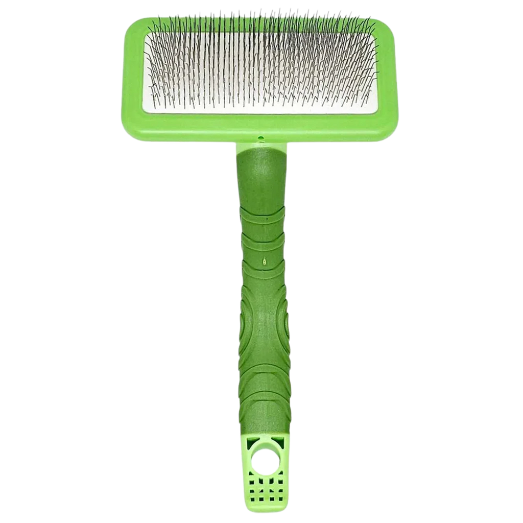 Fluff Medium Plastic Handle Slicker Brush Green by Zolitta