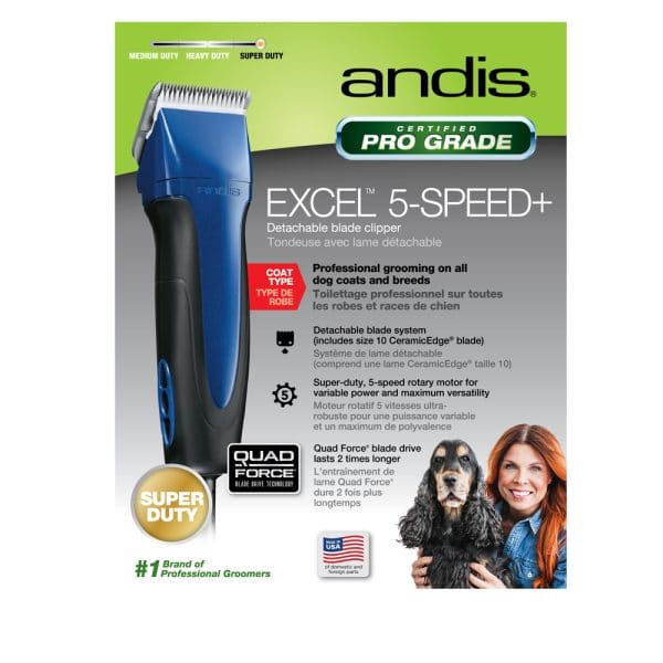 andis excel 5 speed plus detachable blade clipper blue